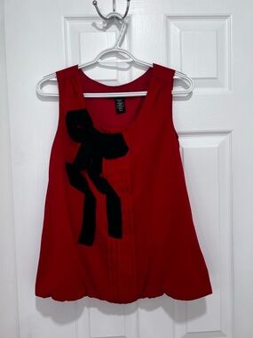 Apostrophe Boho  Red & Black Bow Bubble Hem Party Dress S
